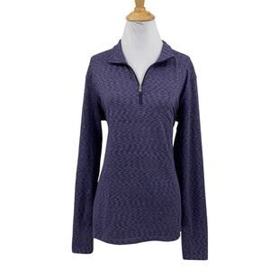 REI Coop Sweatshirt Womens XL Extra Large Purple Navy Quarter Zip Thumbholes
